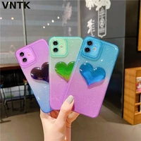 fashion clear colorful candy colors three dimensional heart female soft case for iphone 11 12 13 pro max anti drop cover fundas