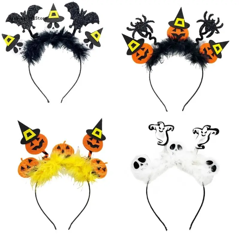 

Adult Teens Headband Wing&Skull&Pumpkin Shape Hair Hoop Halloween Party Headpiece Woman Girls Cosplay Costume Hairband XXFD