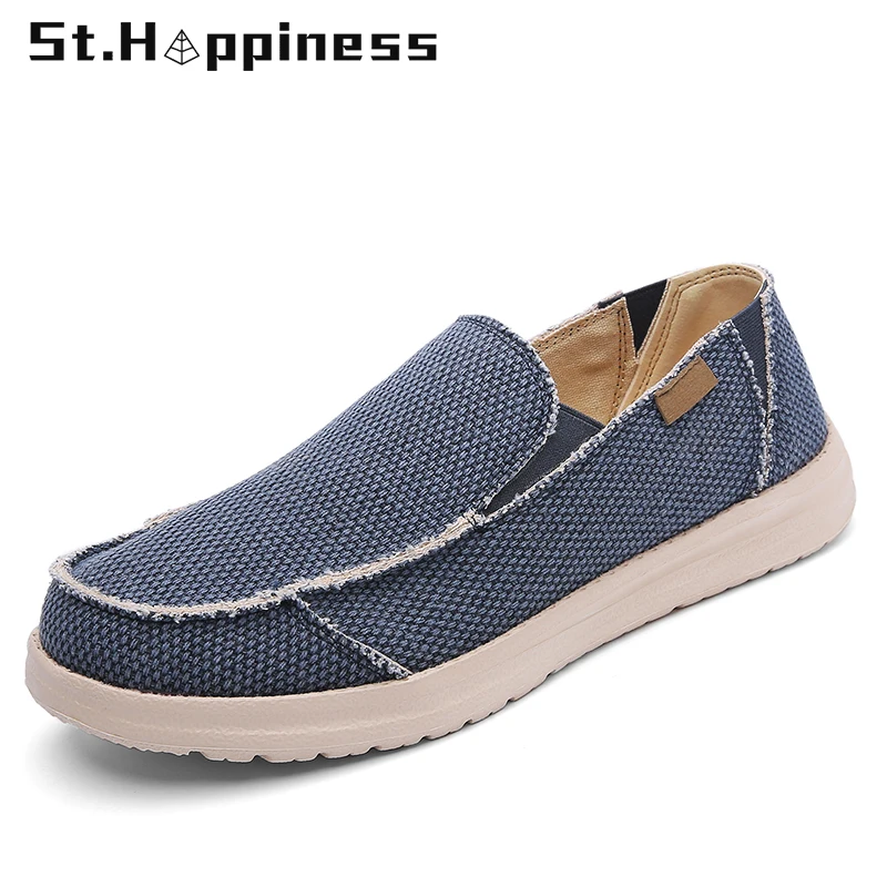 

2022 New Summer Men's Canvas Shoes Lightweight Breathable Soft Slip-on Casual Shoes Fashion Beach Vacation Loafers Big Size 47