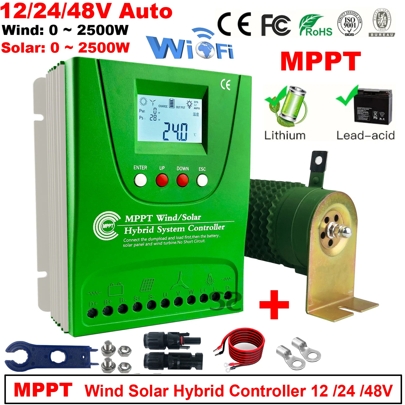 

4000 Вт MPPT Гибридный ветровой Солнечный зарядный разрядный усилитель контроллер 12 В 24 в 48 в регулятор для литий-свинцово-кислотных гелевых ак...