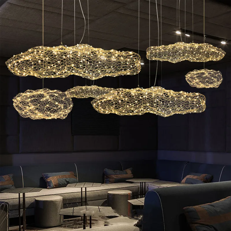 Dekoracja Hollow Cloud wisiorek światła do salonu sypialnia schody duński projekt lampy przemysłowe Loft Firefly żyrandol