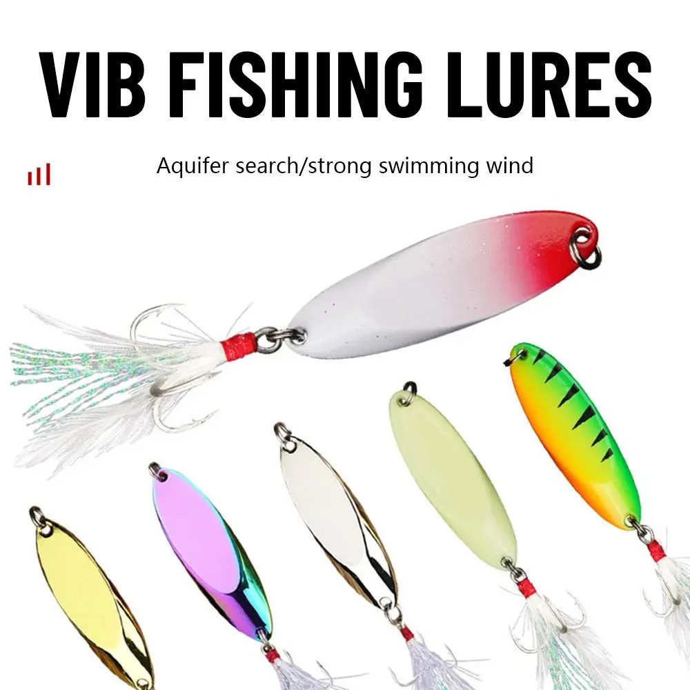 

3.5g-14g Hard Silver/Gold Outdoor Bass Tackle feather Metal Spoons Crank Bait VIB Fishing Lures