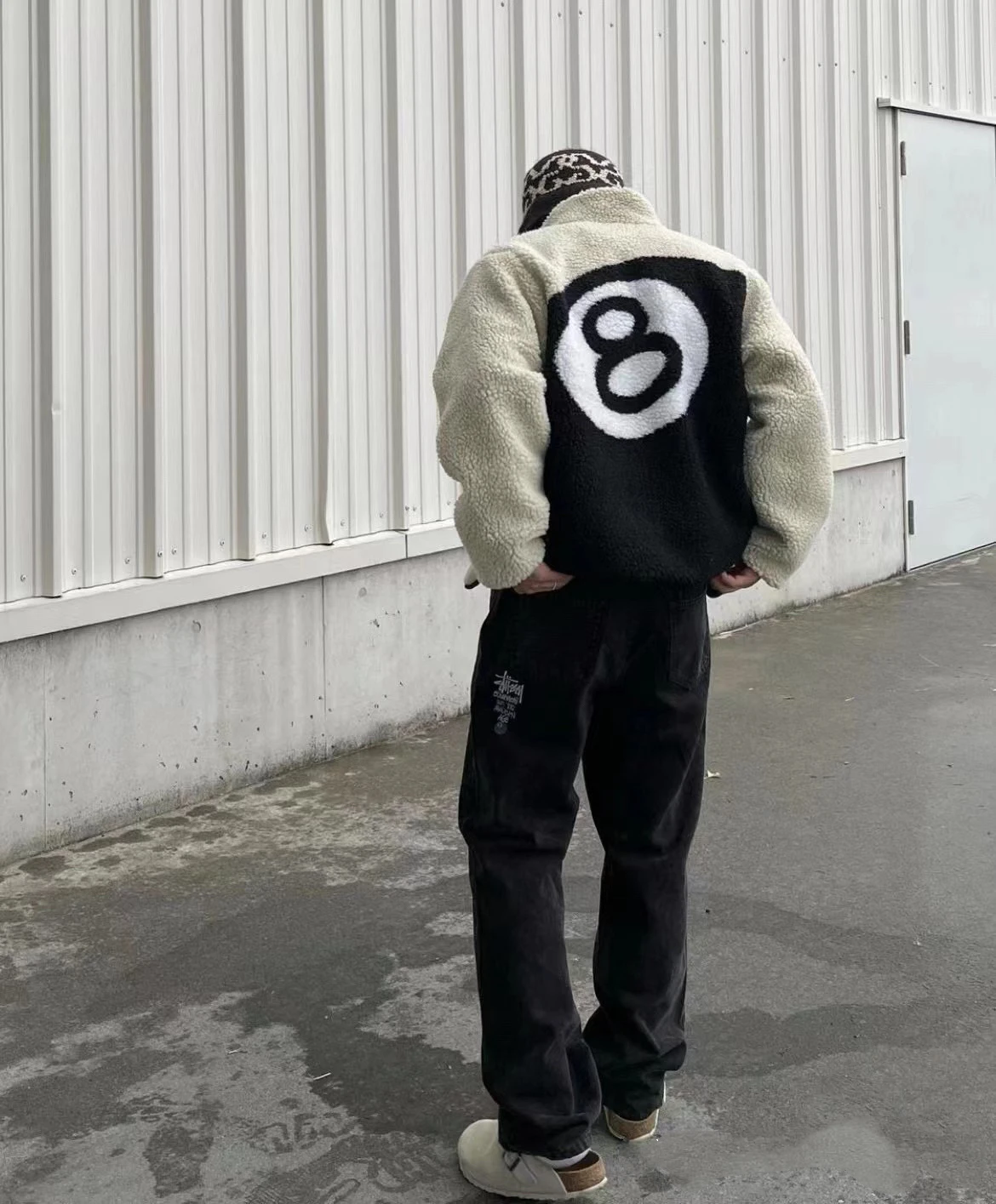 

Polar Fleece Back Black 8 Ball Fleece Double-sided Jacket Couple