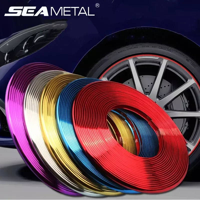 

Car Wheel Rim Sticker Chrome Wheel Decoration Auto Tire Rims Plated Strip Protection Decoration Car-styling Exterior Accessories