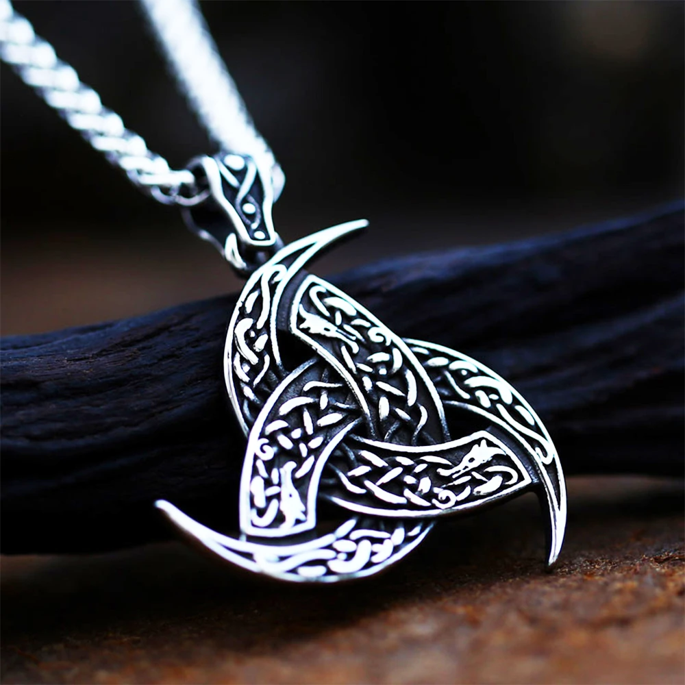 

Vintage Viking Odin Trinity Necklace Pendant Men's Chain Fashion Norse Stainless Steel Celtic Knot Necklace Rider Amulet Jewelry