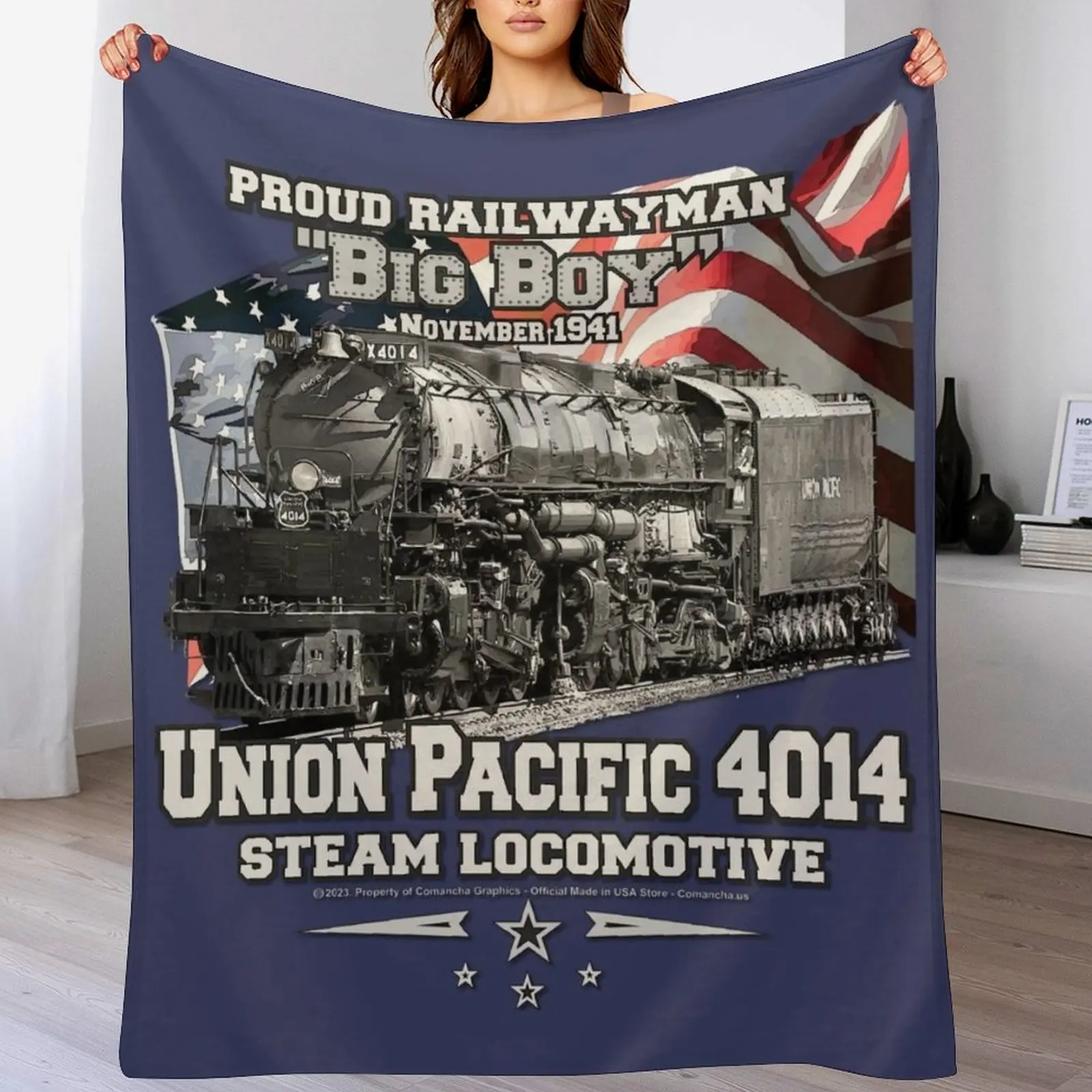 Декоративное одеяло для большой мальчиков Steam Locomotive 4014.