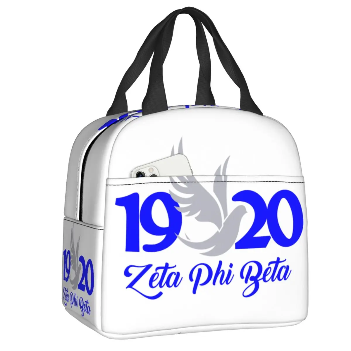 

Zeta Phi Beta теплоизолированная сумка для ланча, Женская перезаряжаемая Сумка-тоут для ланча для работы, школьного хранения, пищевые пакеты для пикника