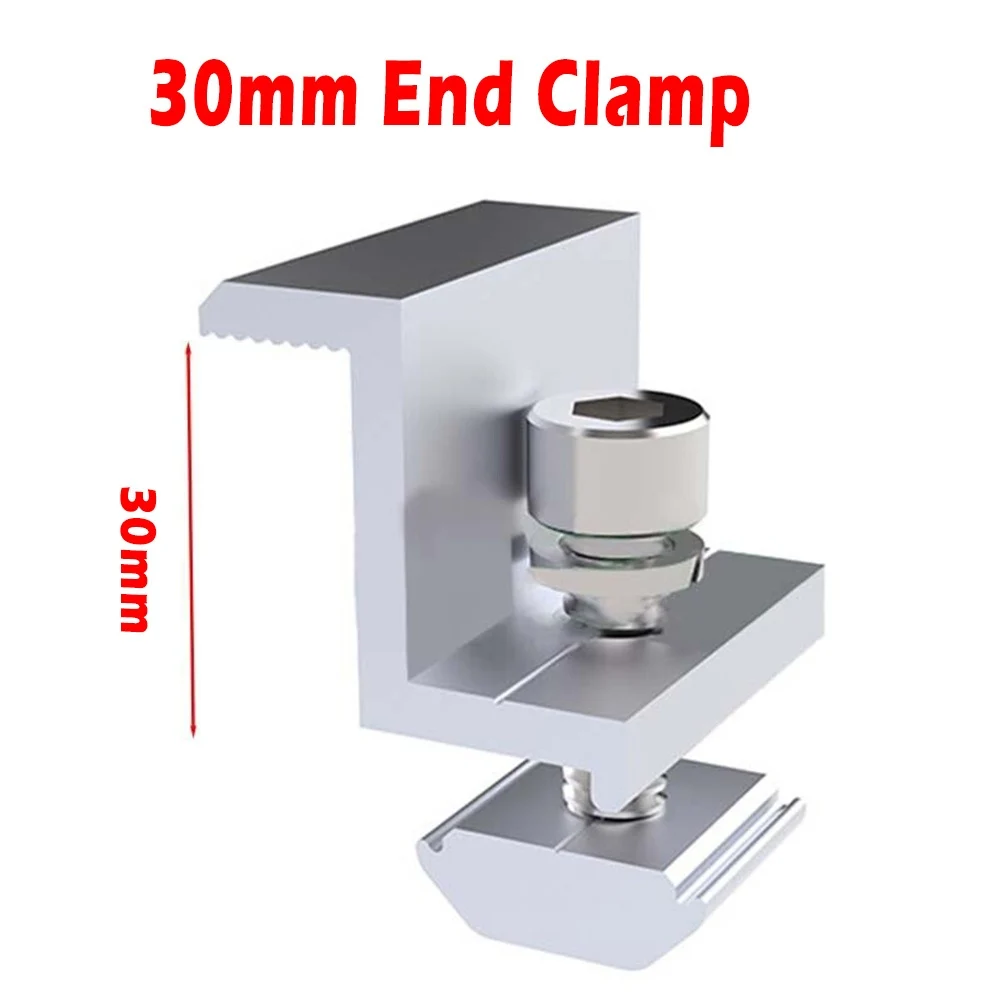 

Light Weight Convenient Transportation 32mm 35mm And 40mm End Clamp Solar Panel 10pcs Aluminum End Clamp Silver