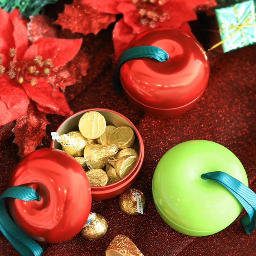 

Box Party Wedding Gift Cookie Favor Apple Candy Jar Case Ornament Mini Container Metal Small Decorative Treat Goodie Christmas