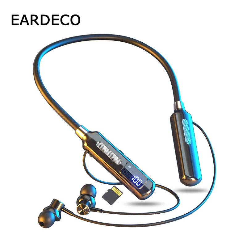 

EARDECO 120 Hours Endurance Bluetooth Earphone Wireless Headphones with Microphone Bass Neckband Earphones Stereo LED Display
