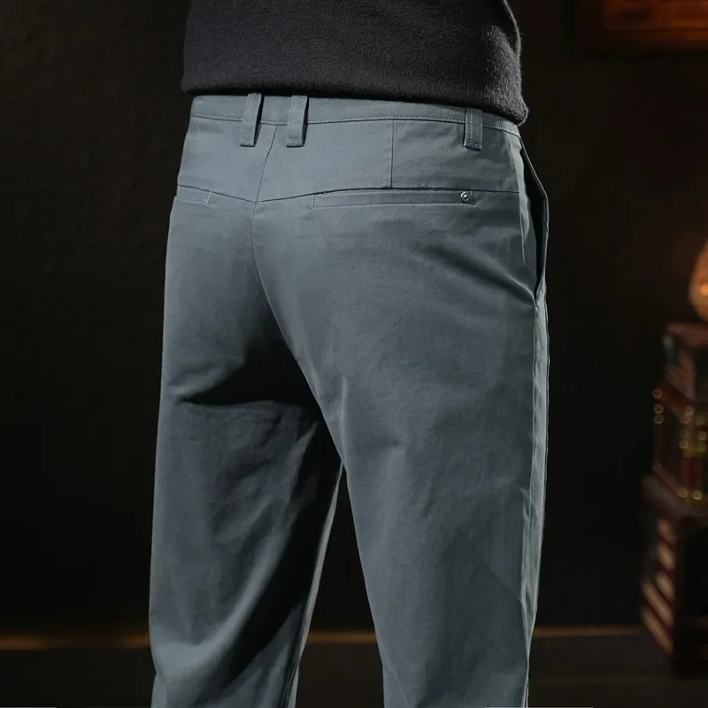 Осенние роскошные повседневные хлопковые прямые мужские брюки деловые модные