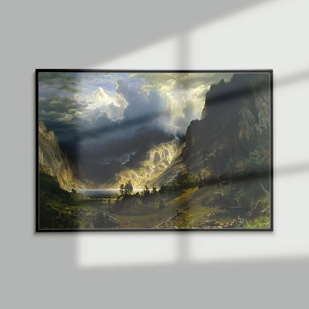 

Albert Bierstadt Vintage Canvas Painting Poster A Storm In The Rocky Mountains Mt Rosalie Wall Art Print Stickers Home Decor