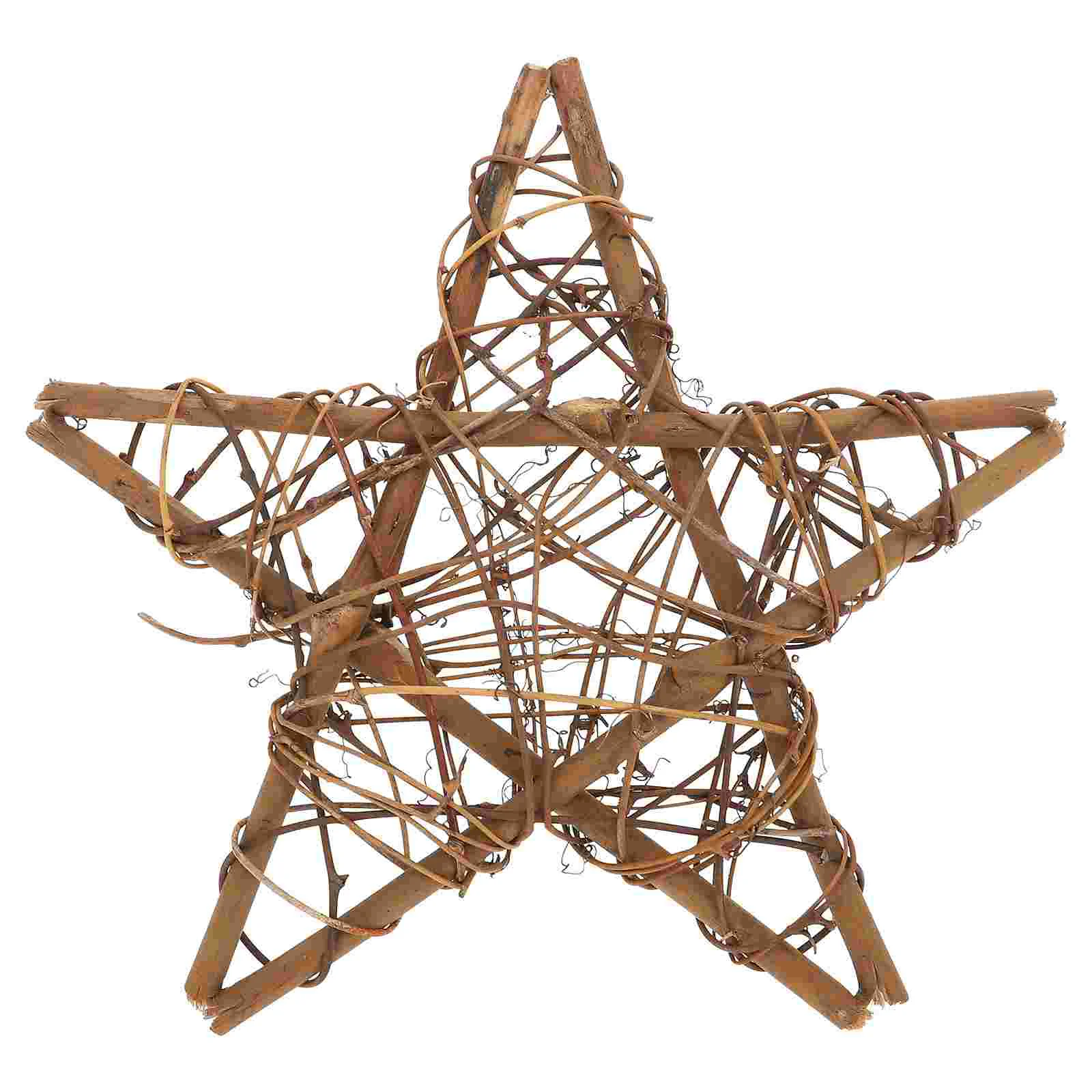 

DIY Hanging Wreath Rattan Frame Pentagram Shaped Flower Wreath Making Ring