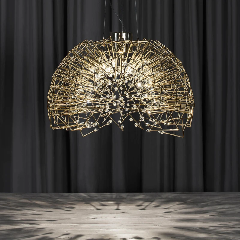 

Gold Or Black LED Chandelier Crystal Luxury Dining Room Island Hanging Light Restaurant Bedroom Bar Deco Postmodern Pendant Lamp