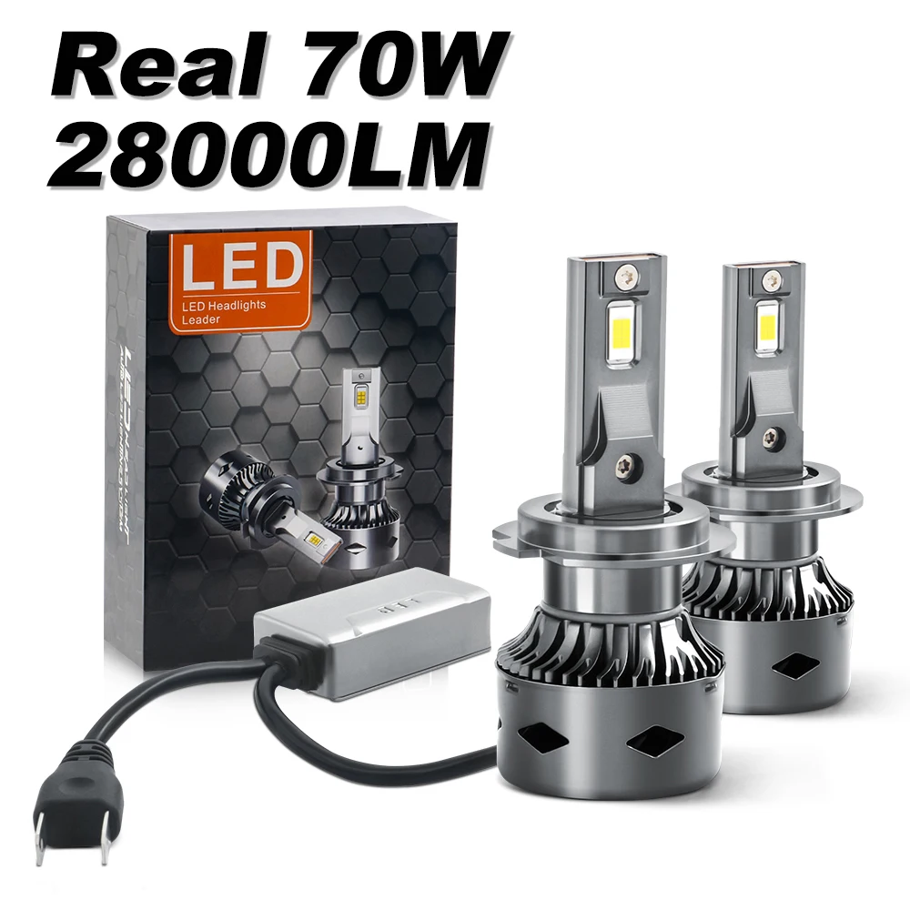 

2 шт., Автомобильные светодиодные лампы Canbus 70 Вт H7 H4 H7 H1 H8 H11 9005 Hb3 Hb4 9006