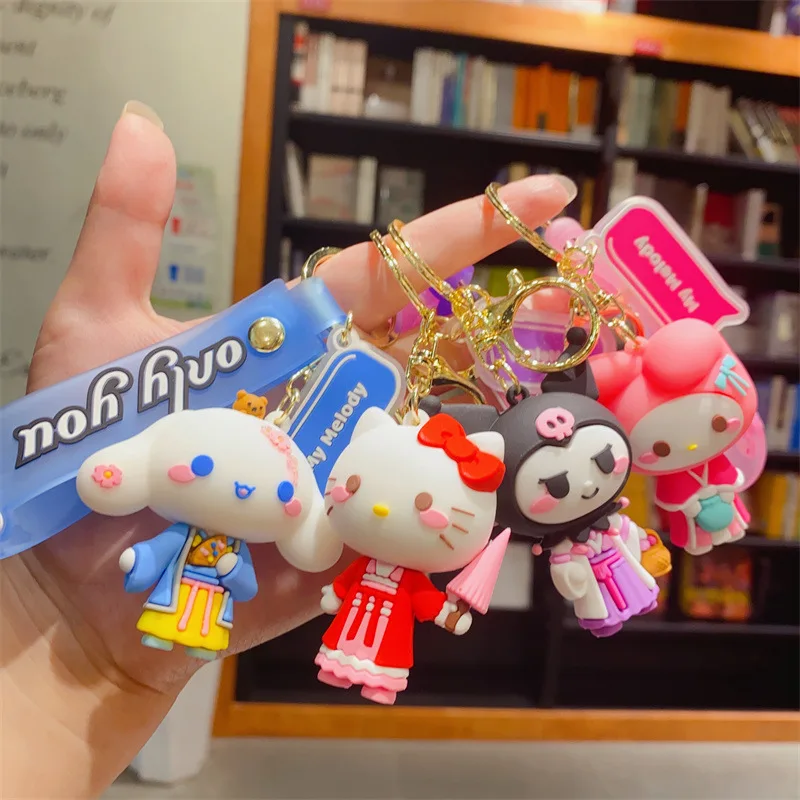 

Kawaii брелок Sanrio аниме брелок Hello Kitty Melody Kuromi Cinnamoroll держатель Автомобильный брелок для телефона подвесные Ювелирные изделия Подарки для детей