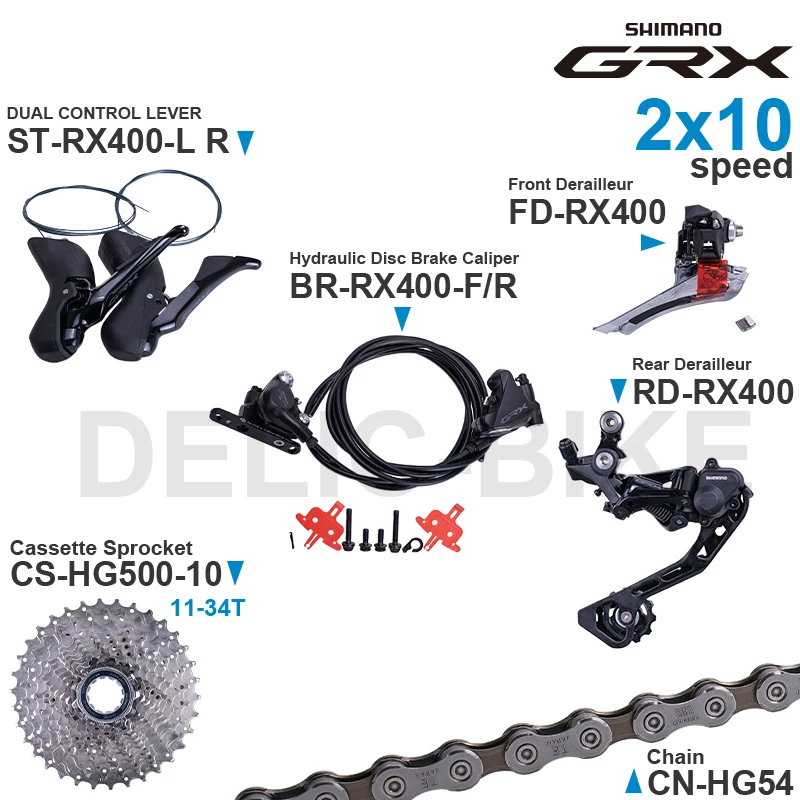 SHIMANO GRX Groupset ST-RX400 RD-RX400 FD-RX400 BR-RX400 CS-HG50 CS-HG500 CN-HG54 10 Speed Original Parts