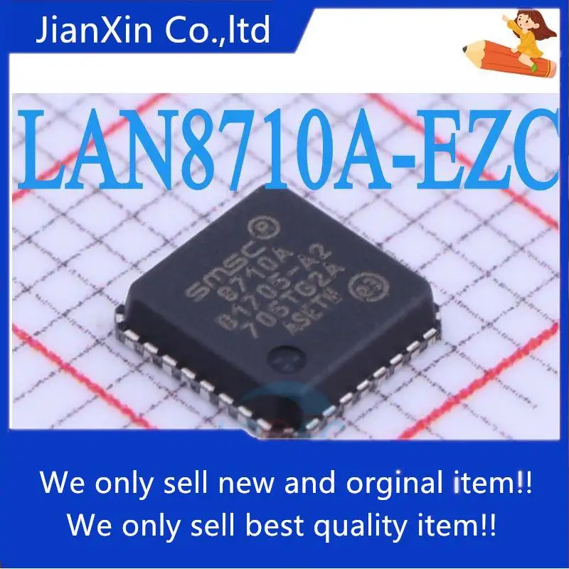 

10pcs 100% orginal new LAN8710A-EZC-TR Ethernet Transceiver QFN32 LAN8710A 8710A