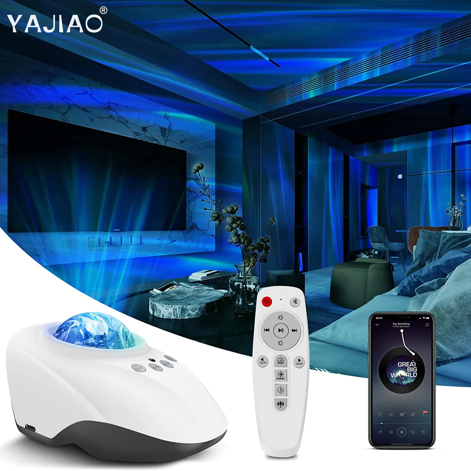 

YAJIAO Projector Night Light Star Lamp with Remote Control Music Speaker With Timer Function for Kids Adult Room Decor Party Etc