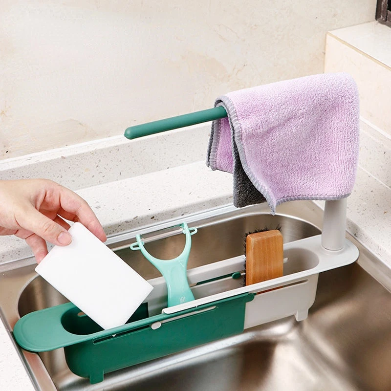 Телескопическая полка для раковины органайзер кухонных раковин держатель губки