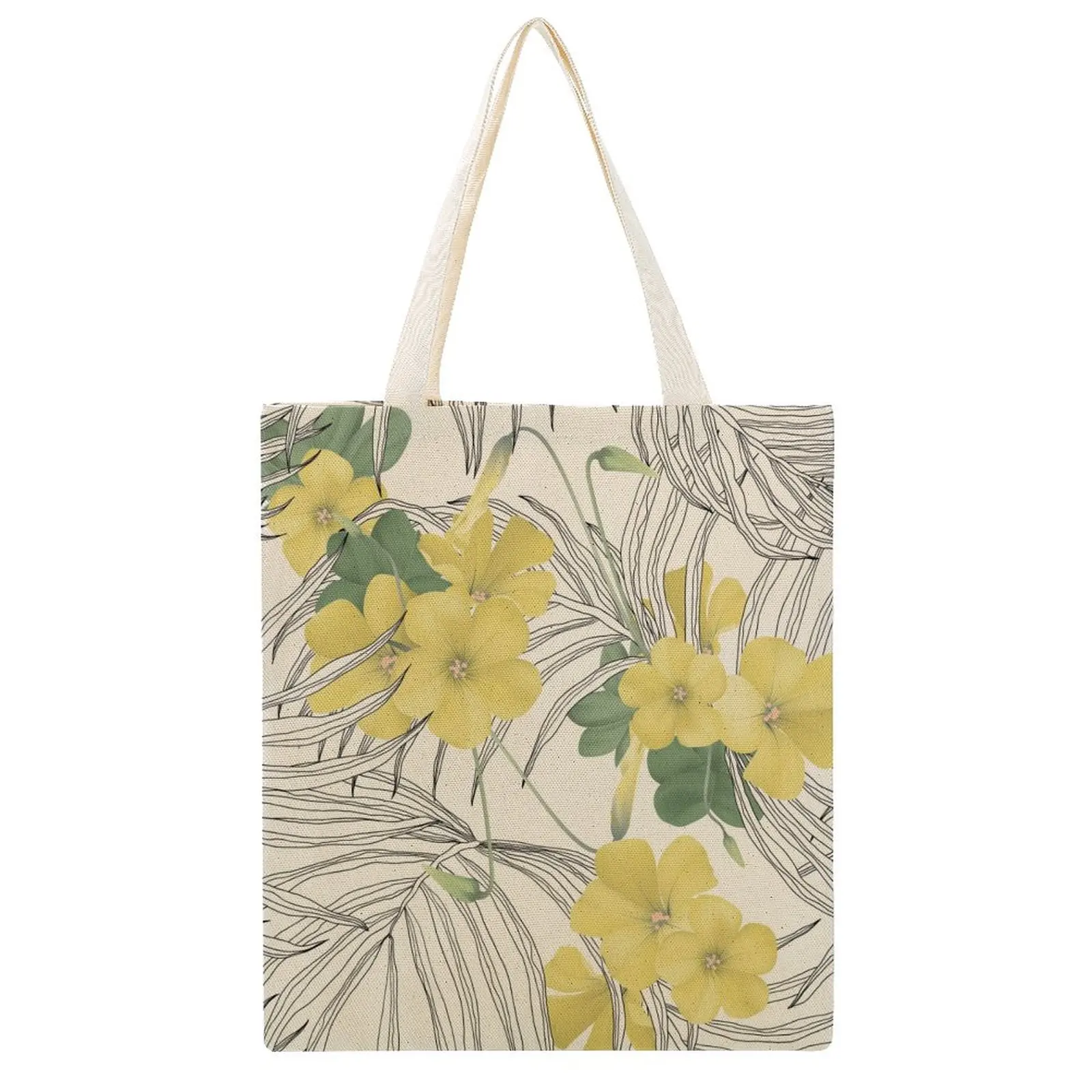 

Canvas Handbags for Women 2023 Yellow Flower Print Shoulder Bag Female Large Casual Top-handle Bag Fashion Big Size Handbag Tote