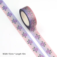 2022 new 10pcslot 15mm10m decorative valentine silver foil rose washi tape scrapbooking masking tape office mask washi tape