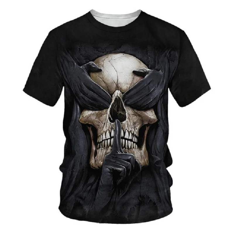

Fashion Summer Horror Skull 3D Print Men T-Shirts O-Neck Short Sleeve Casual Breathable Oversized Essentials T Shirts For Men