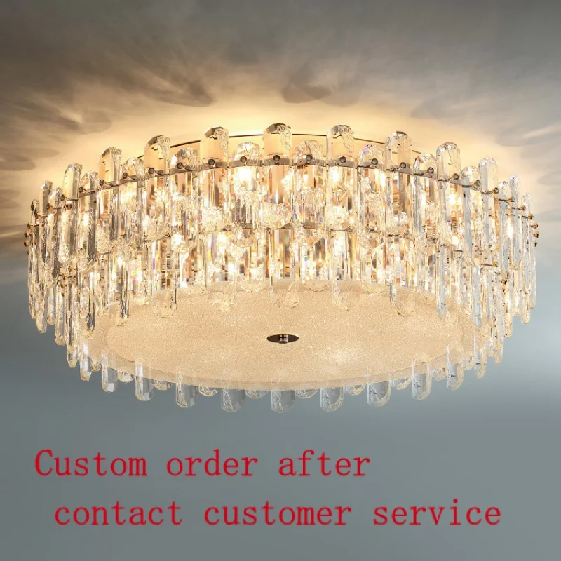 

new house project decorative light round shape chandeliers ceiling luxury surface mounted crystal ceiling light
