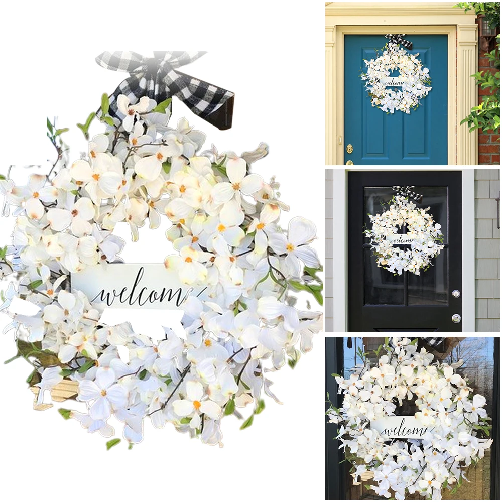 

Flower Wreath Hanging Welcome Sign for Holiday Home Wall Windows Decor Pendant Cloth Garland Easy Maintenance Farmhouse SCVD889