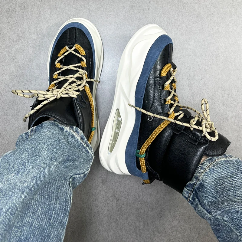 Молодежные модные высокие туфли мужские уличные ботинки в стиле панк мужская