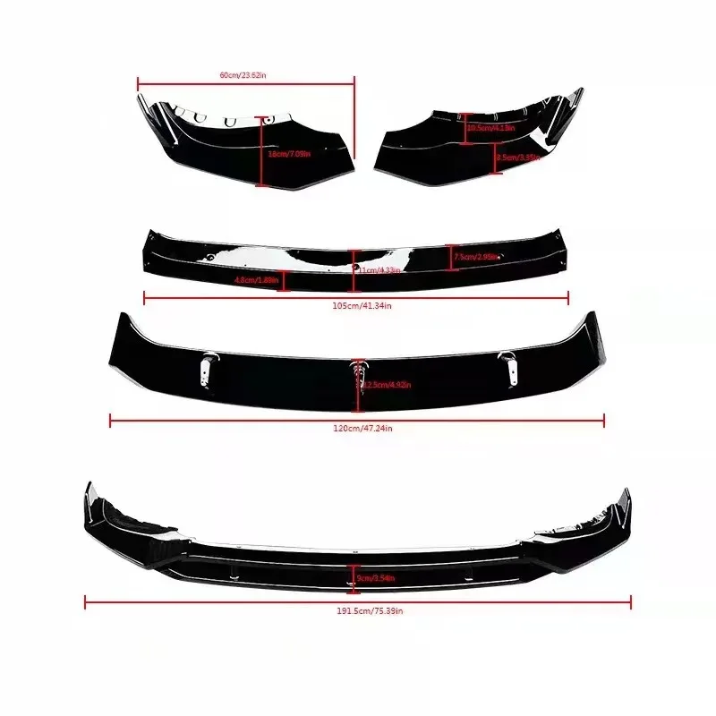 Подходит для BMW X5 G05 CAR Black Jedi 2020-2023 гг., передняя губа, передний совок, черная отделка, 4-ступенчатый дизайн, АВТОЗАПЧАСТИ (art.: 3920d1ea1966a) - 3920d1ea1966a