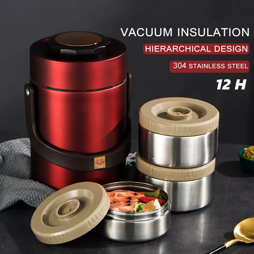 

Portable Large Capacity 304 Stainless Steel Vacuum Insulation Bento Lunch Box Leak-Proof Food Storage Container Outdoor Thermos