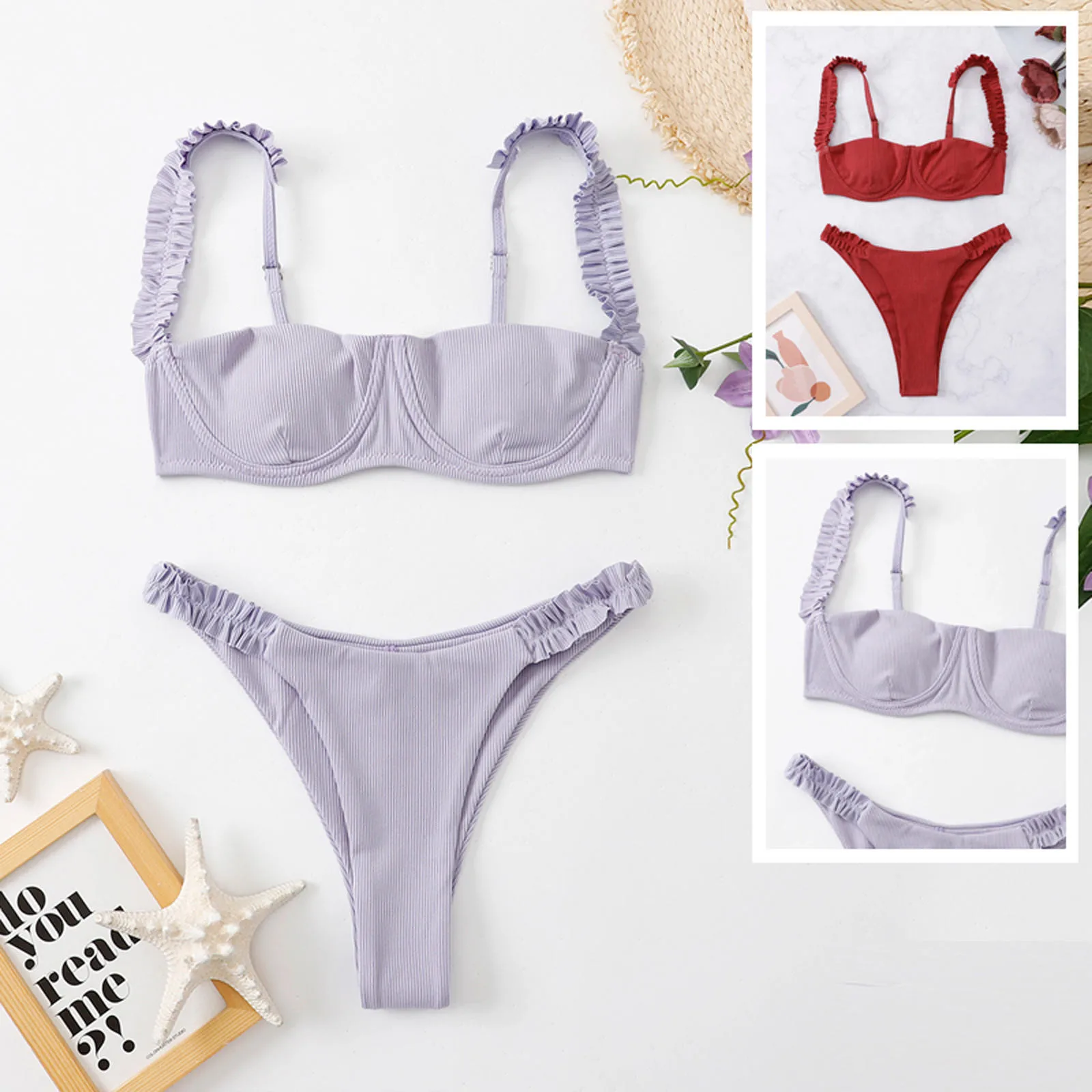 

Женское сексуальное однотонное бикини на бретельках с открытой спиной и высокой талией, стринги, пляжная одежда, женский разрез