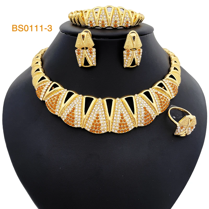 

African Gold Color Jewelry Set Necklace And Earrings For Women ensemble de bijoux pour femmes