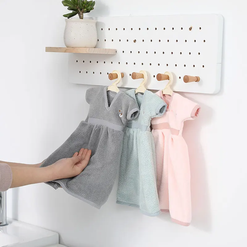 Lovely Dress Super Absorbent Microfiber Fabric Coral Velvet Bathroom Kitchen Hanger Towels For Chirdren