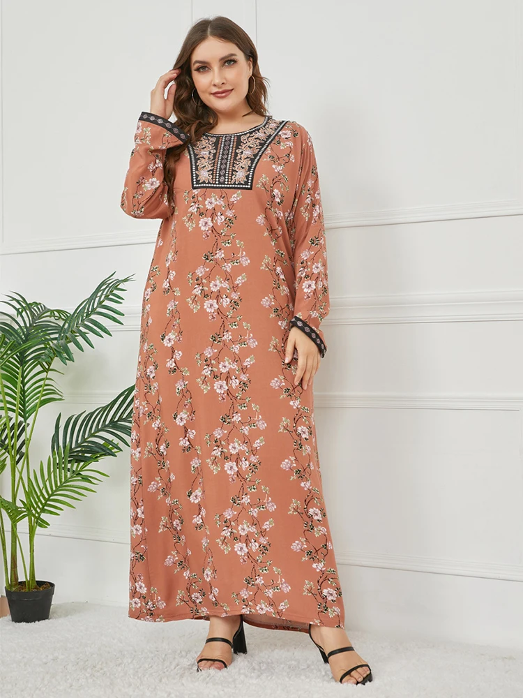 

Платья-макси для женщин, Дубай, абайя, кафтан, Турция, ислам, мусульманский хиджаб, длинное Цветочное платье, длинное женское платье