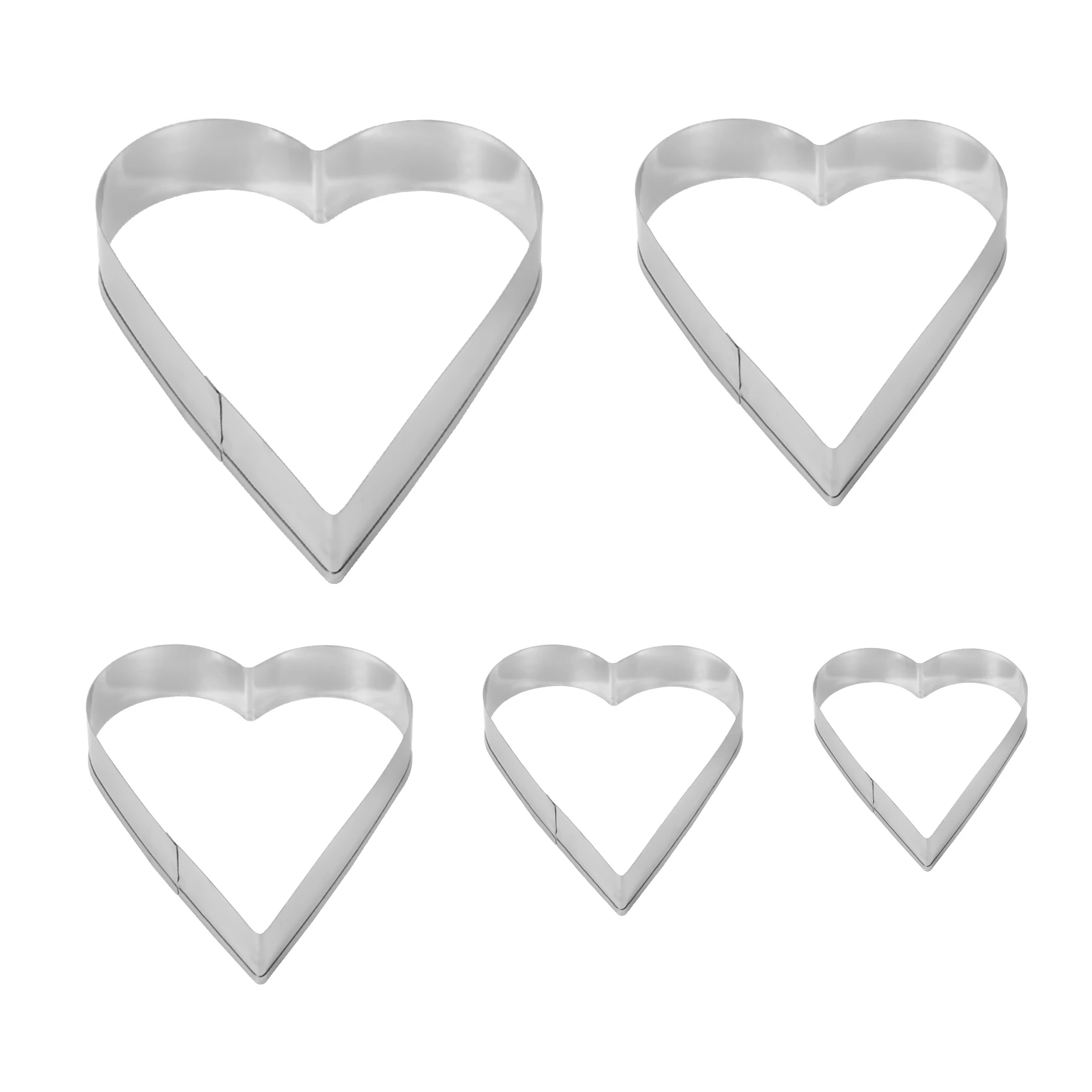 

5 Pieces Heart Shape Cookie Cutter Set Valentine Cookie Cutter Stainless Steel Heart Cutter Valentine's Day