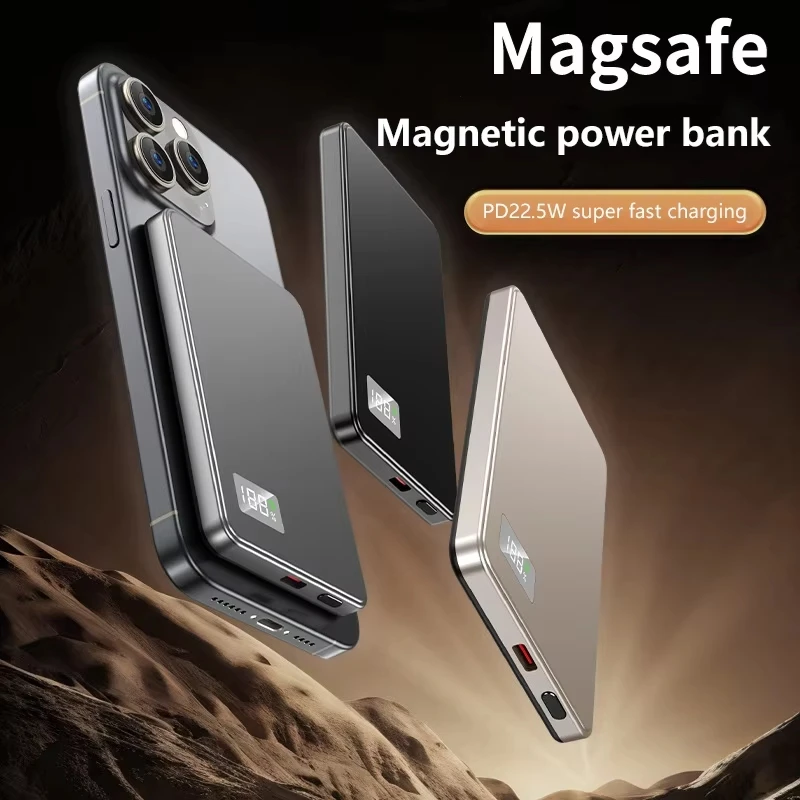 Фото ROMOSS 500000 мАч портативный магнитный беспроводной PowerBank сертификация CCC PD22.5W быстрая зарядка внешний аккумулятор 3C для Magsafe №2