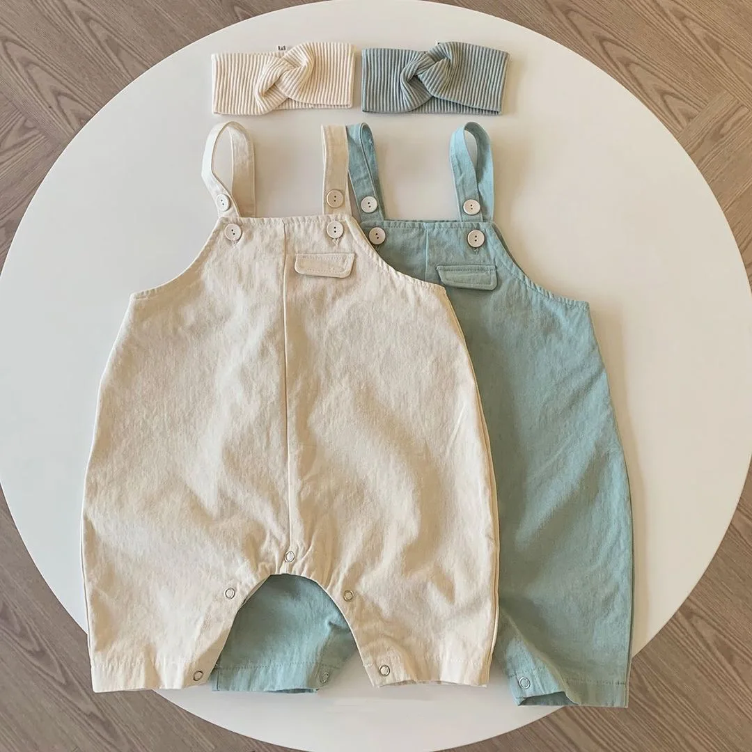 

Summer New Kid Solid Overalls Girl Baby Casual All-match Suspenders Jumpsuit Boy Children Cotton Fashion Loose Sleeveless Romper