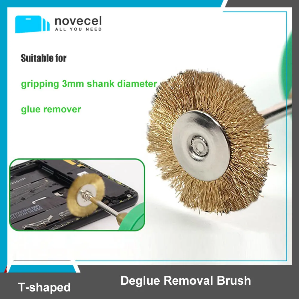 

NOVECEL T-shaped Steel Copper Brush for Mobile Phone Repair Screen Middle Frame Residual Glue Remove Tools Deglue Removal Brush