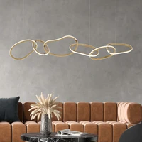 postmodern minimalist led chandelier dining room office stainless steel pendant lamp restaurant bar creative rings hanging light