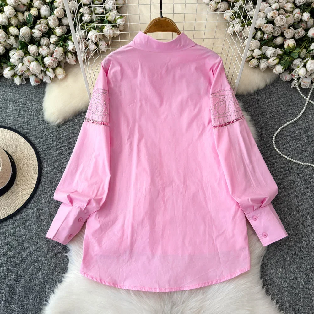 Базовые повседневные однобортные свободные топы с длинными рукавами и