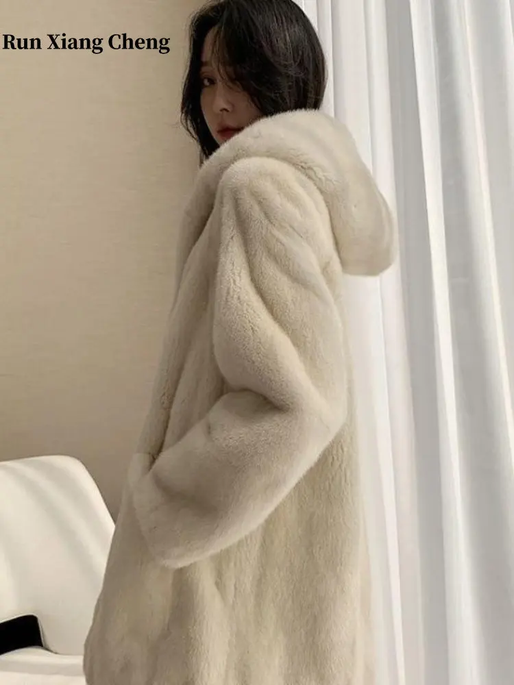 Women&’s Clothing Fur In Autumn and Winter of 2023 New Free Shipping High Imitation Velvet Mink Coat Hooded Imitation Mink Top
