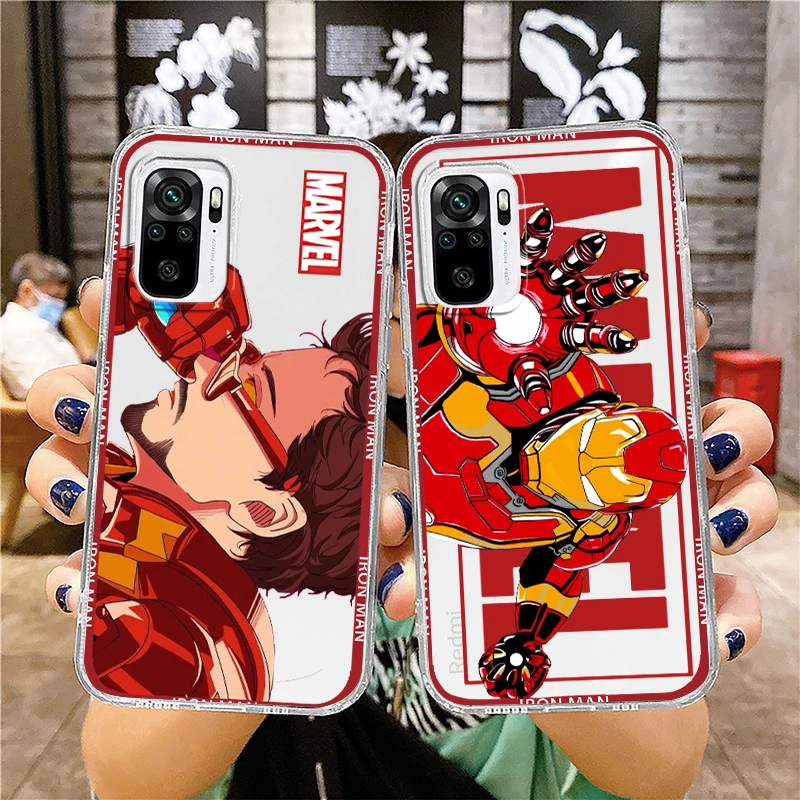 

Marvel Iron Man Avengers Cool Phone Case For Xiaomi Redmi Note 12 11E 11S 11 11T 10 10S 9 9T 9S 8 8T Pro Plus 5G 7 Transparent
