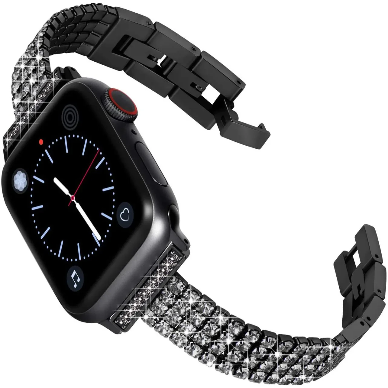 Модный ремешок-цепочка из сплава Apple Watch 9 инкрустированный бриллиантами