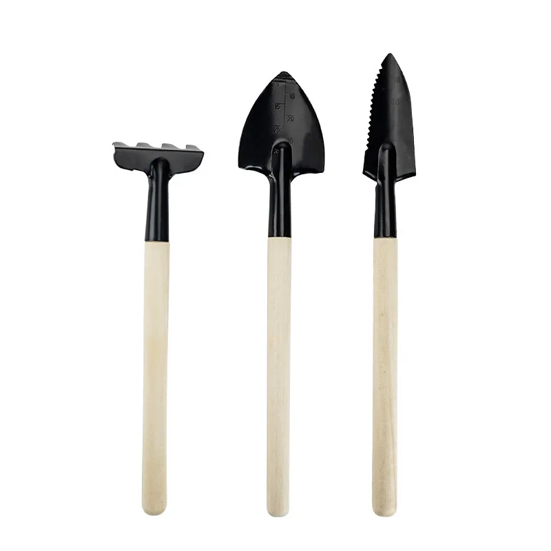 

Mini Garden Tool 3 Pcs Hand Planting Tools Small Shovel Rake Spade Succulent Soil Tools Shovel With Wooden Handle for Gardening