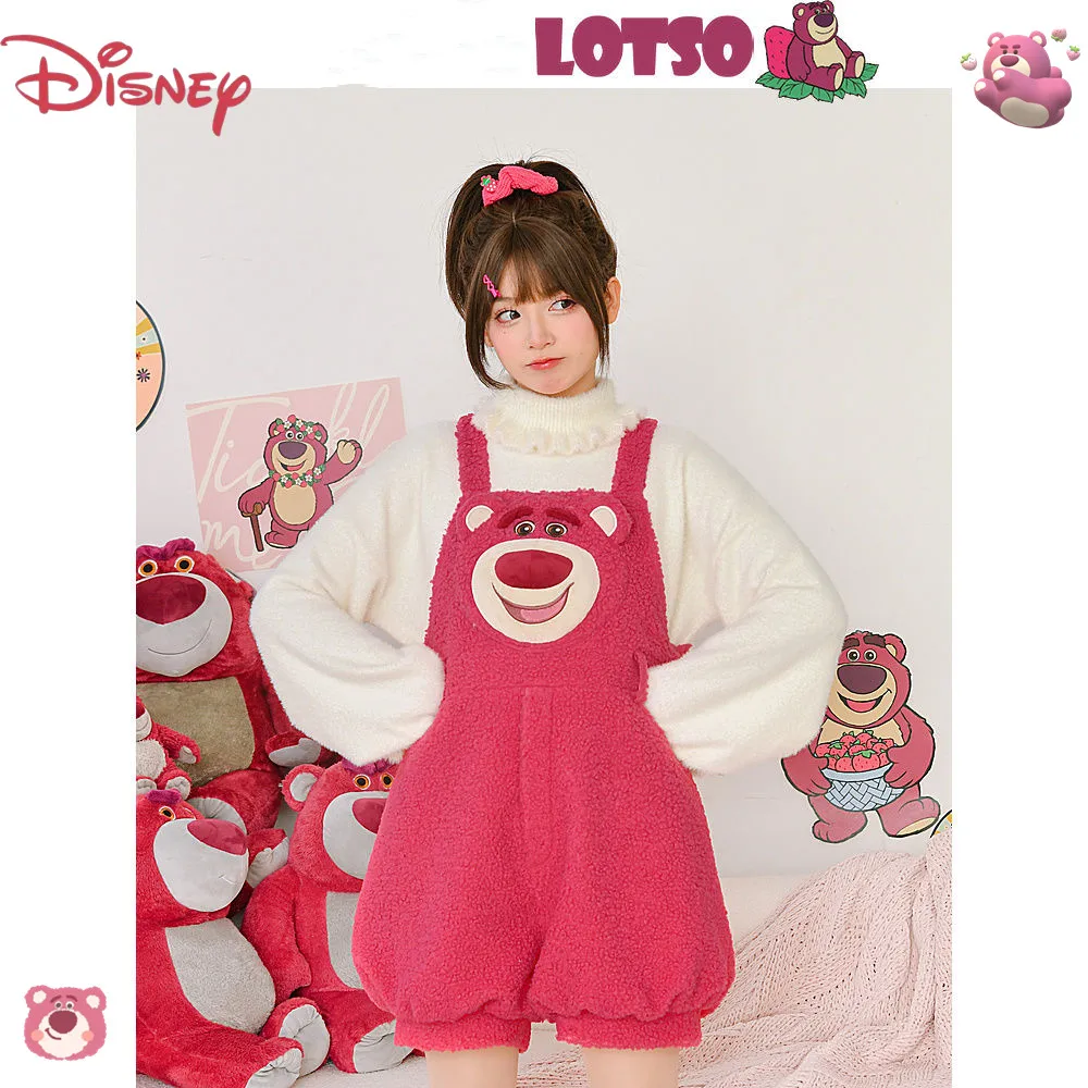 

Lotso Disney Plush Overalls Kawaii Girl High Waist Student Winter Child Shorts Lantern Cartoon Creativity Child Cosplay Clothes