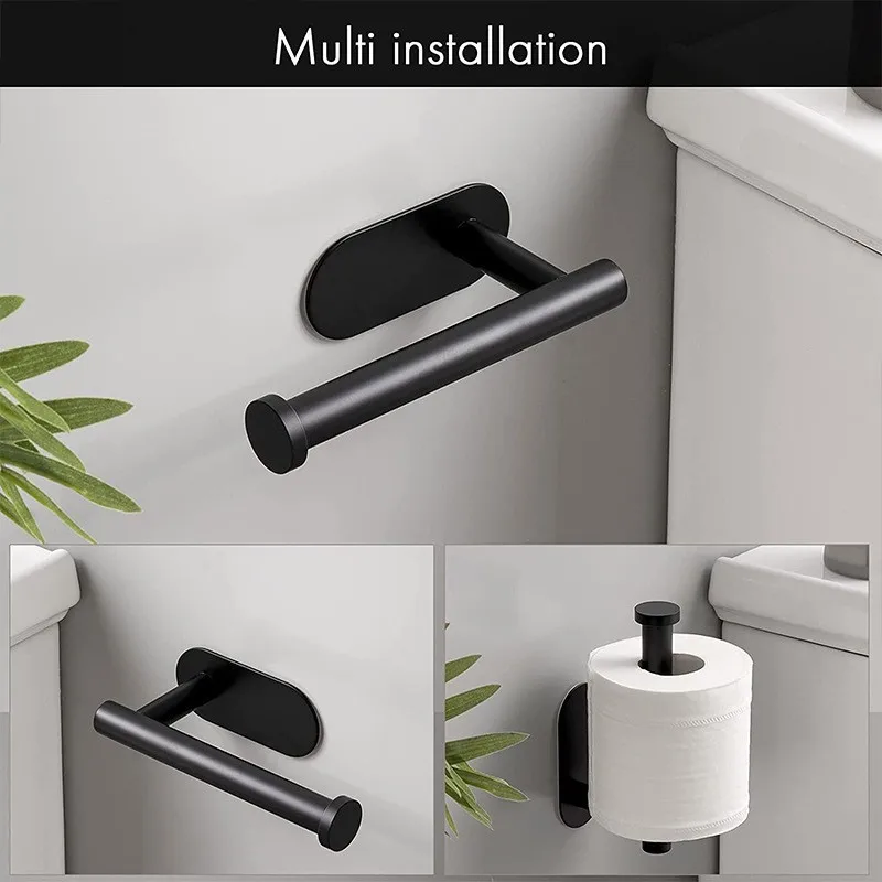 

No Punching Toilet Paper Holder Roller Tissue Wall Mounted Rustproof Stainless Steel Bathroom Kitchen Paper Towel Holder