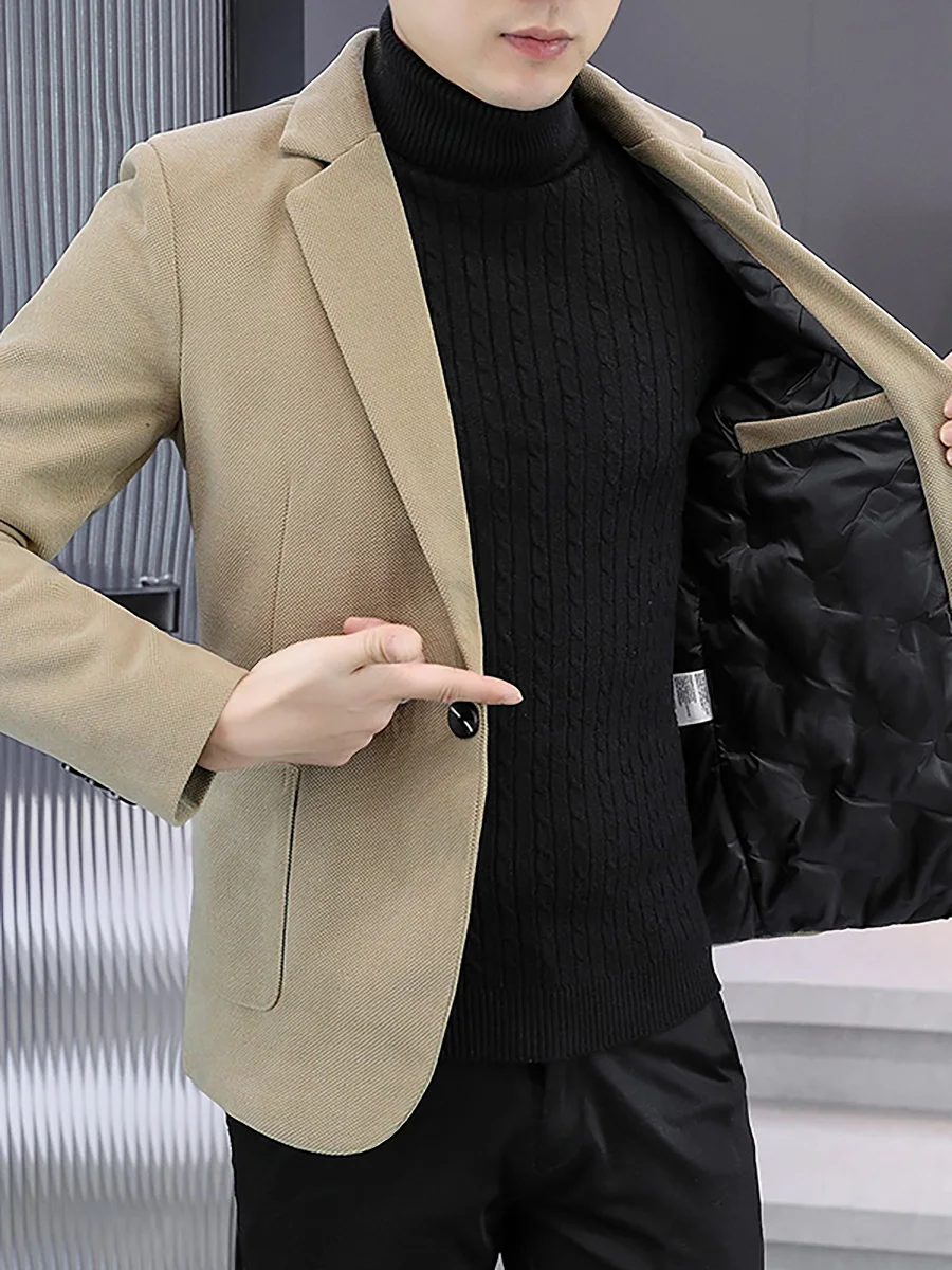 Осенне-зимний пуховый костюм мужской корейский облегающий деловой повседневный