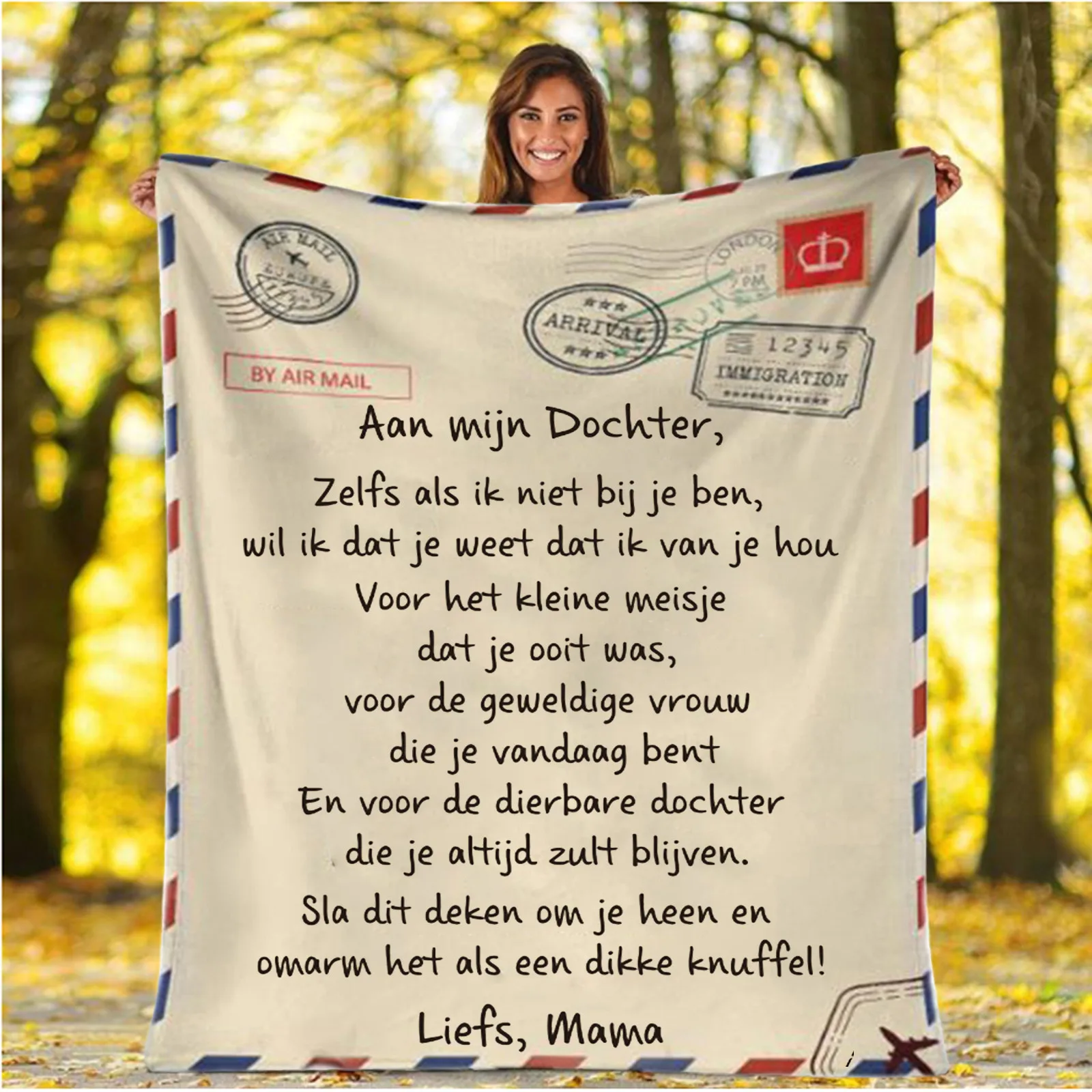 

Fleece Blanket To My Daughter/Son Deken Dutch Message Letter Flannel Blanket Gift For Kids koc 120X150/130X150/150X200/150X220CM